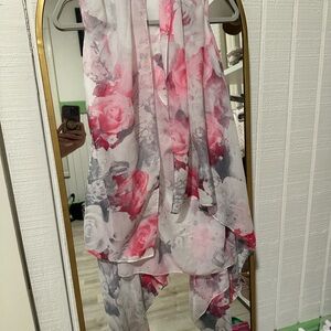 1990’s Floral Pink and Gray Scarf